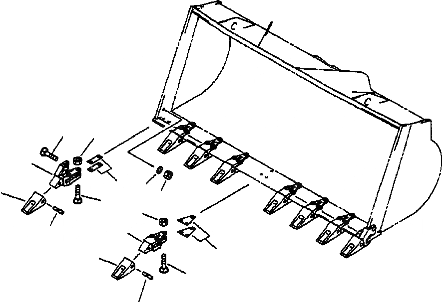 Схема запчастей Komatsu WA450-3L - FIG. T-A КОВШ TEETH - TIP ТИП РАБОЧЕЕ ОБОРУДОВАНИЕ