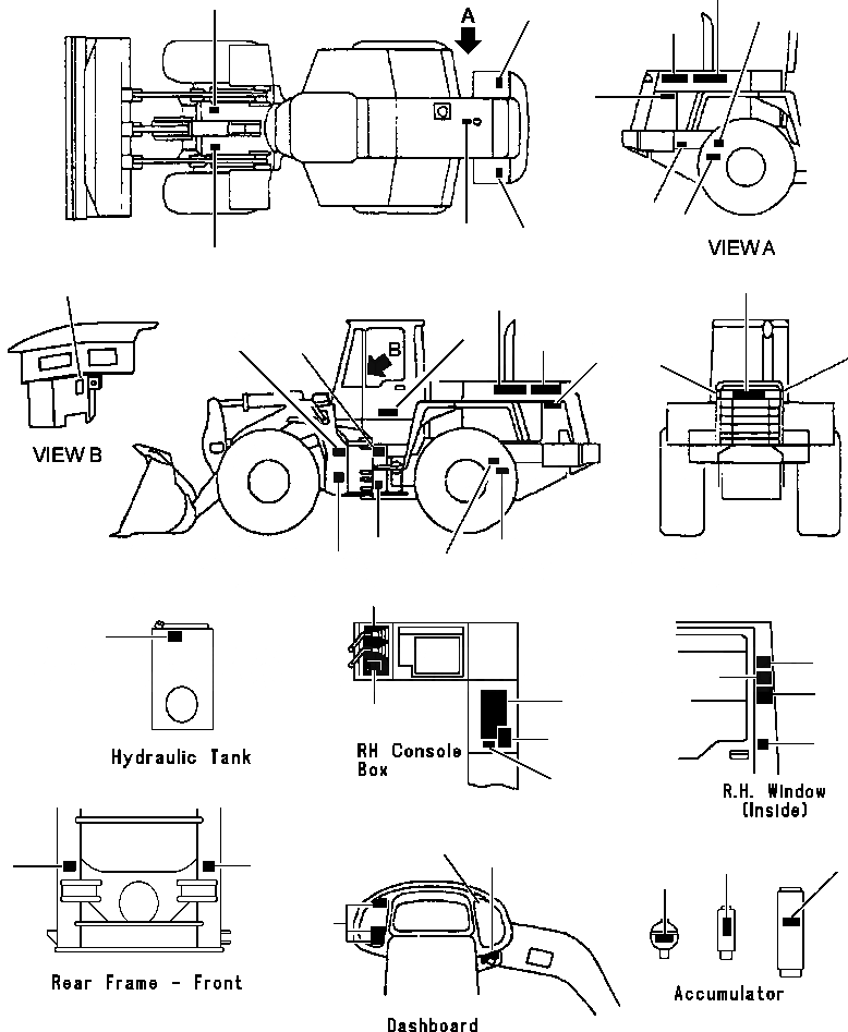 Схема запчастей Komatsu WA450-3L - FIG. U-A PROВОЗДУХОВОДЫ GRAPHICS - АНГЛ. МАРКИРОВКА