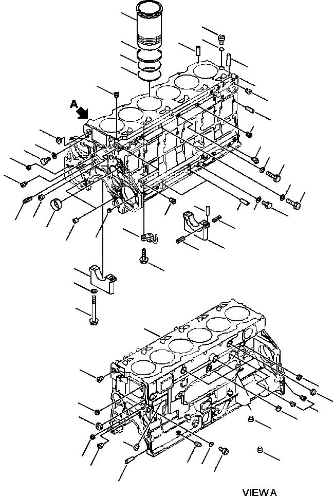 Схема запчастей Komatsu WA450-3MC - FIG. A-A7A БЛОК ЦИЛИНДРОВ ДВИГАТЕЛЬ