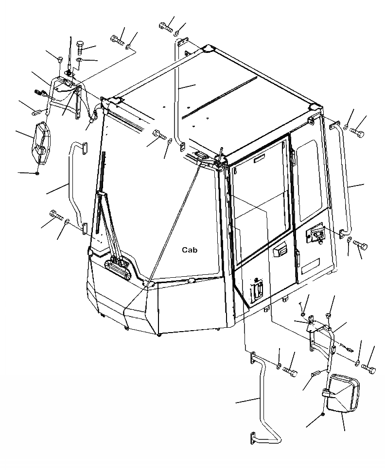 Схема запчастей Komatsu WA470-6 - M-A MIRROR ЧАСТИ КОРПУСА