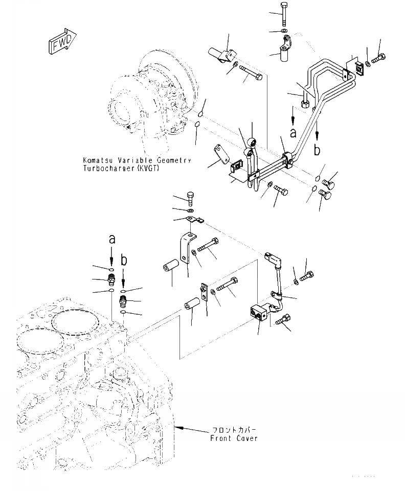 Схема запчастей Komatsu WA470-7 - A- KOMATSU РЕГУЛИР. GEOMETRY ТУРБОНАГНЕТАТЕЛЬ (KVGT) EPC ТРУБЫ ДВИГАТЕЛЬ