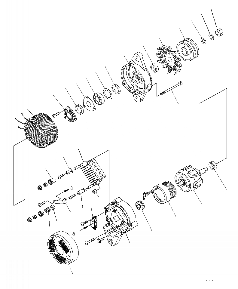 Схема запчастей Komatsu WA470-7 - A- ГЕНЕРАТОР AMP, ВНУТР. ЧАСТИ ДВИГАТЕЛЬ