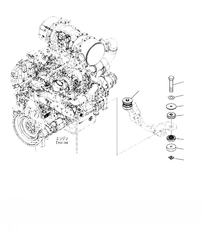 Схема запчастей Komatsu WA470-7 - B- КРЕПЛЕНИЕ ДВИГАТЕЛЯ КОМПОНЕНТЫ ДВИГАТЕЛЯ