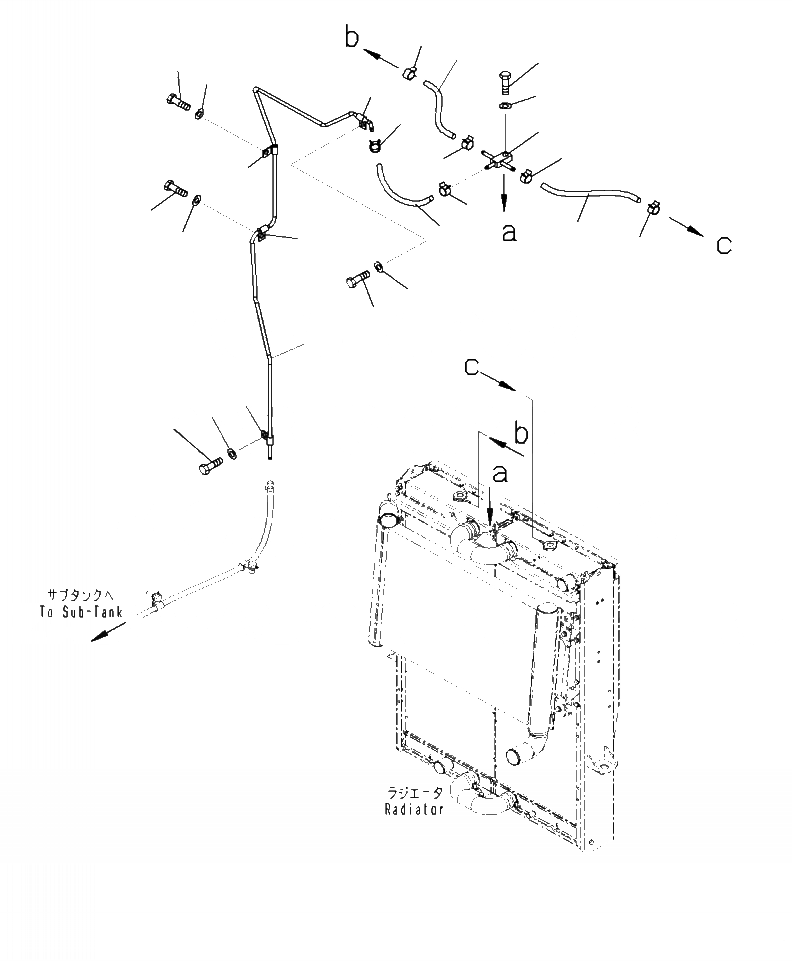 Схема запчастей Komatsu WA470-7 - C- РАДИАТОР SUB-БАК ТРУБЫ СИСТЕМА ОХЛАЖДЕНИЯ