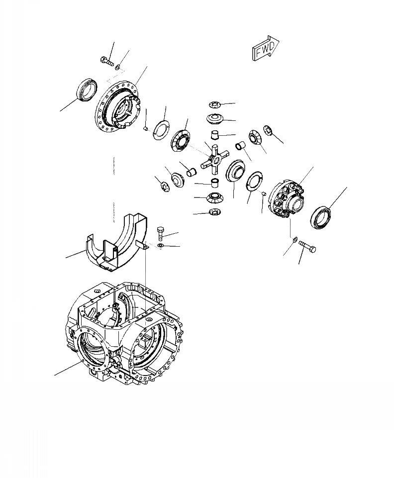 Схема запчастей Komatsu WA470-7 - F- ПЕРЕДНИЙ МОСТ ДИФФЕРЕНЦ., КОРПУС И КОЖУХ СИЛОВАЯ ПЕРЕДАЧА И КОНЕЧНАЯ ПЕРЕДАЧА