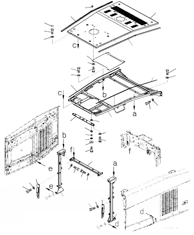 Схема запчастей Komatsu WA470-7 - M- КАПОТ КАПОТ AND РАМА ЧАСТИ КОРПУСА