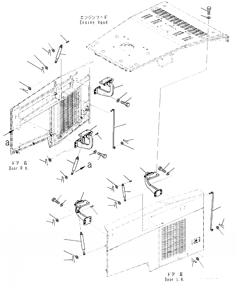 Схема запчастей Komatsu WA470-7 - M- ДВЕРЦЫ КАПОТА HINGE ЧАСТИ КОРПУСА