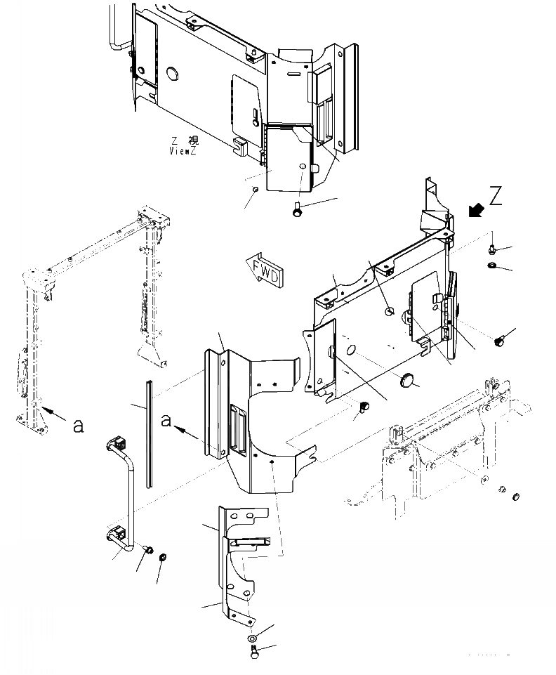 Схема запчастей Komatsu WA470-7 - M- КАПОТ КРЫШКАAND HANDRAIL ЧАСТИ КОРПУСА