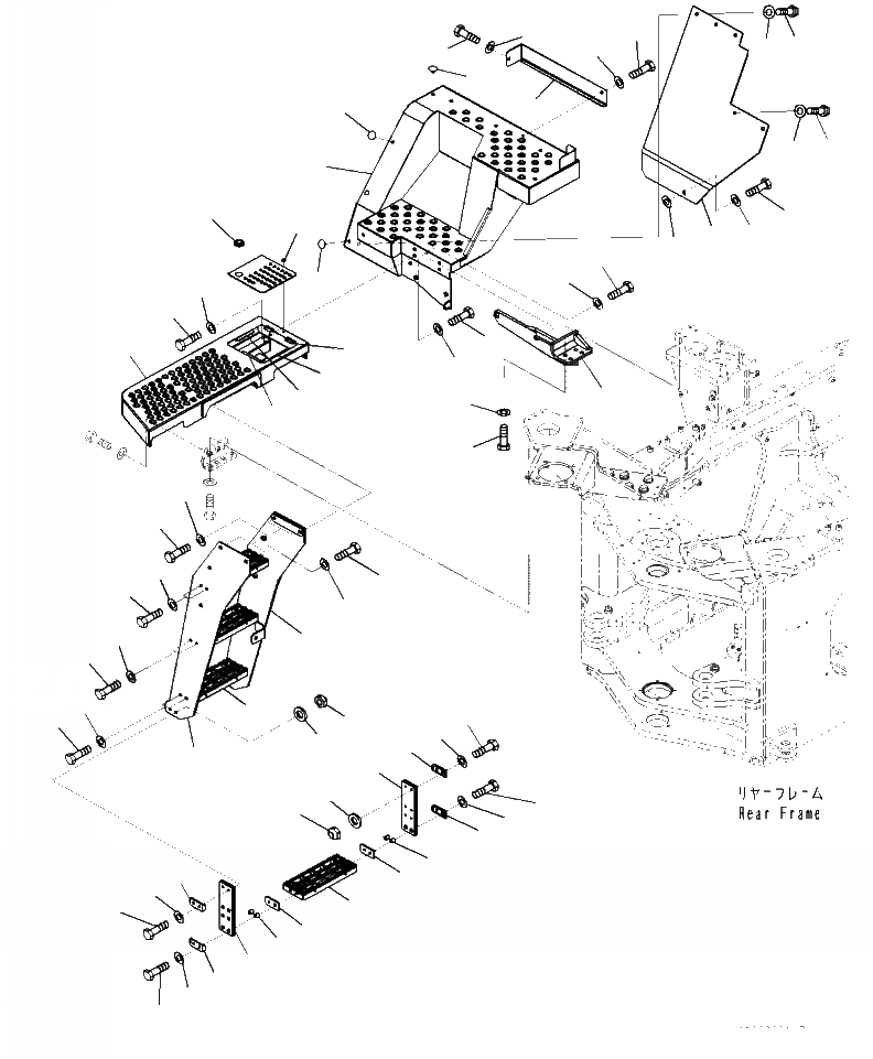 Схема запчастей Komatsu WA470-7 - M- ЛЕСТНИЦА БЕЗ ЗАДН. ПОЛН. КРЫЛО, ПОЛ И ЛЕСТНИЦА ПРАВ. ЧАСТИ КОРПУСА