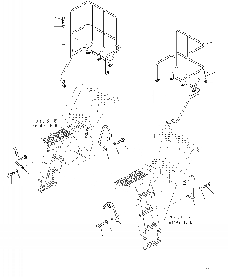 Схема запчастей Komatsu WA470-7 - M- HANDRAIL ЧАСТИ КОРПУСА