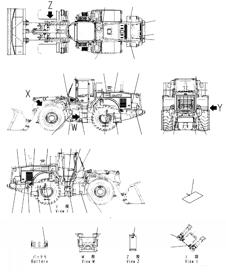 Схема запчастей Komatsu WA470-7 - U- ТАБЛИЧКИ АНГЛ., США И PUERTO RICO, С -EPC РЫЧАГ УПРАВЛЕНИЕ ПОГРУЗКОЙ, EXTERIOR МАРКИРОВКА