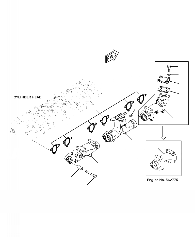 Схема запчастей Komatsu WA470-6 - A-AG7 ВЫПУСКНОЙ КОЛЛЕКТОР ДВИГАТЕЛЬ