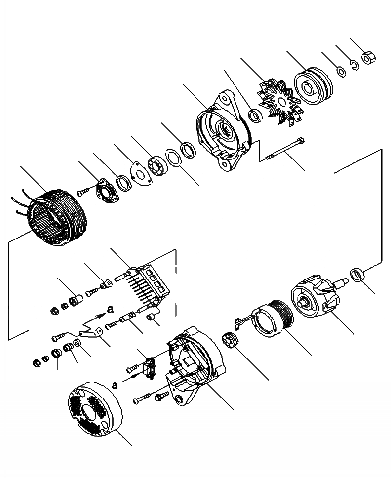 Схема запчастей Komatsu WA470-6 - A-BW ГЕНЕРАТОР (A) ДВИГАТЕЛЬ