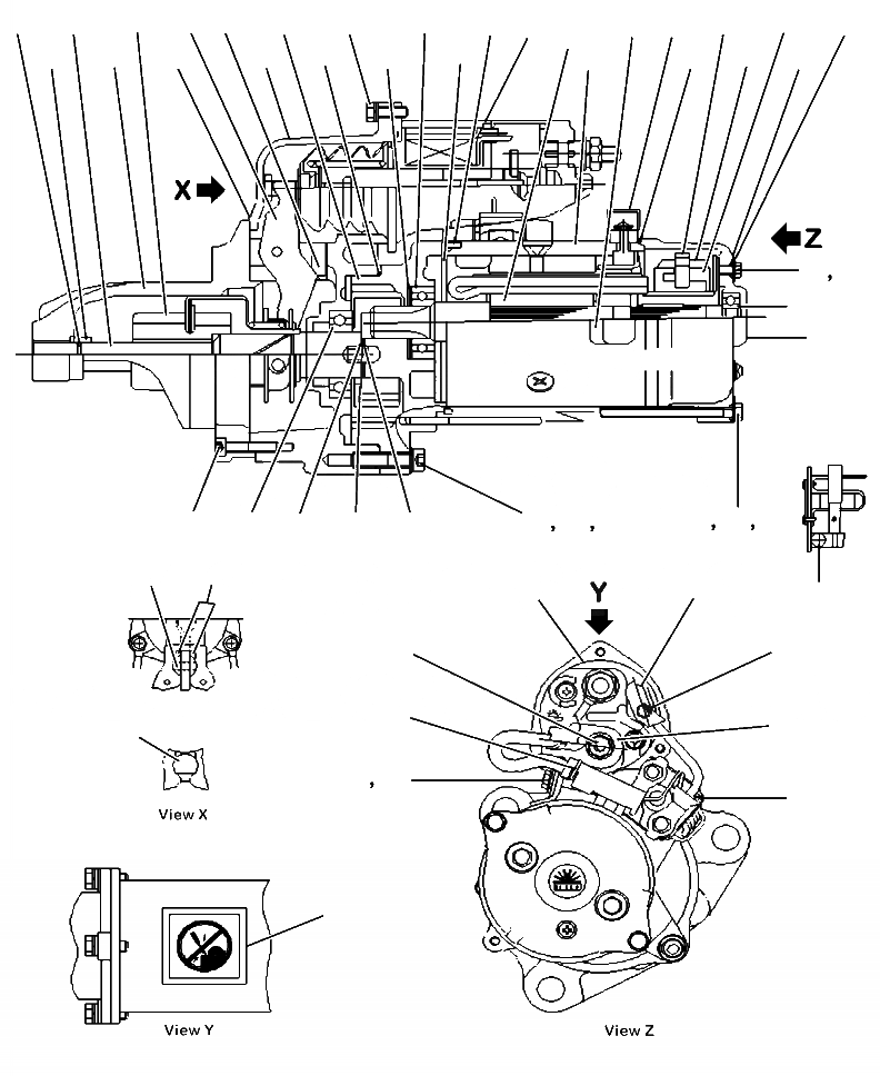 Схема запчастей Komatsu WA470-6 - A-BH СТАРТЕР (7. KW) ДВИГАТЕЛЬ