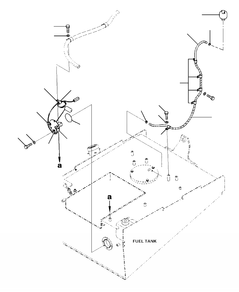 Схема запчастей Komatsu WA470-6 - D-A ТОПЛИВН. БАК. УРОВЕНЬ ДАТЧИК И САПУН ЛИНИЯ ТОПЛИВН. БАК. AND КОМПОНЕНТЫ