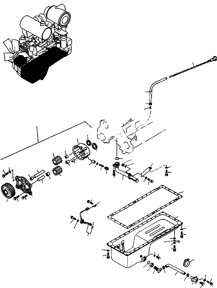Схема запчастей Komatsu WA470-3 Active - ДВИГАТЕЛЬ СМАЗКА ДВИГАТЕЛЬ, КРЕПЛЕНИЕ ДВИГАТЕЛЯ