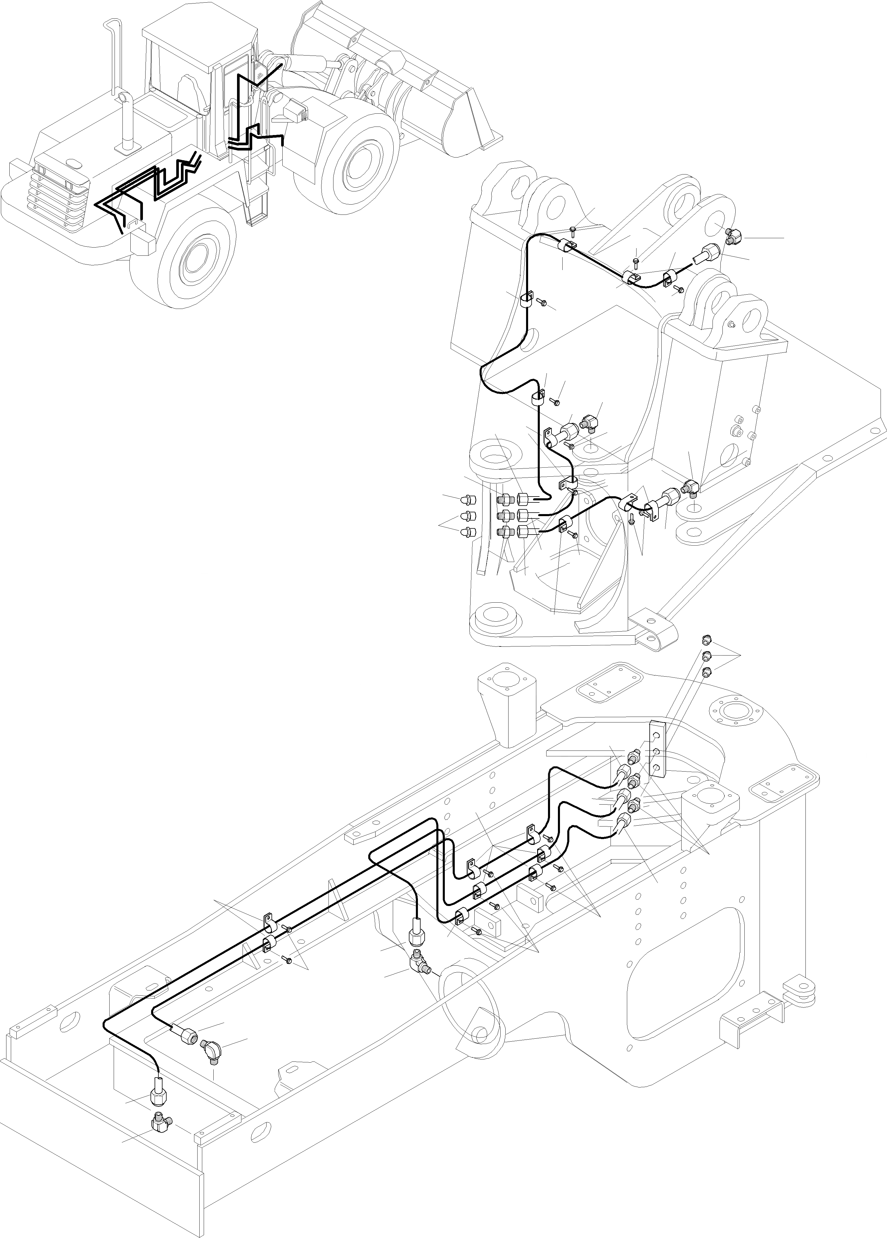 Схема запчастей Komatsu WA470-3 Active - ЗАДН. РАМА, СМАЗКА PIPE РАМА