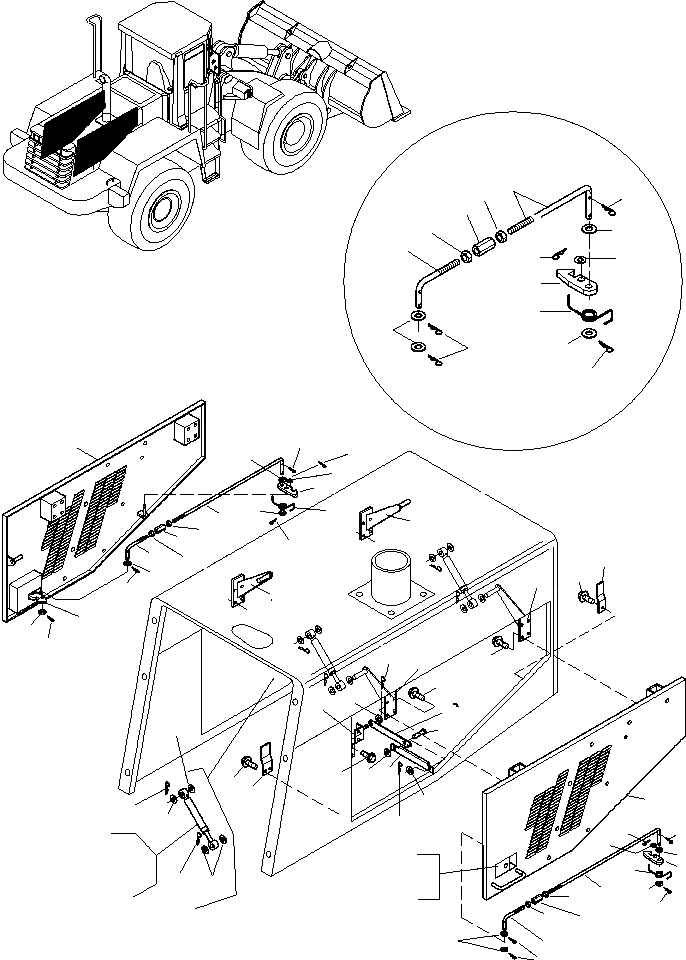 Схема запчастей Komatsu WA470-3 Active - КРЫШКА, ATTACHING ЧАСТИ РАМА