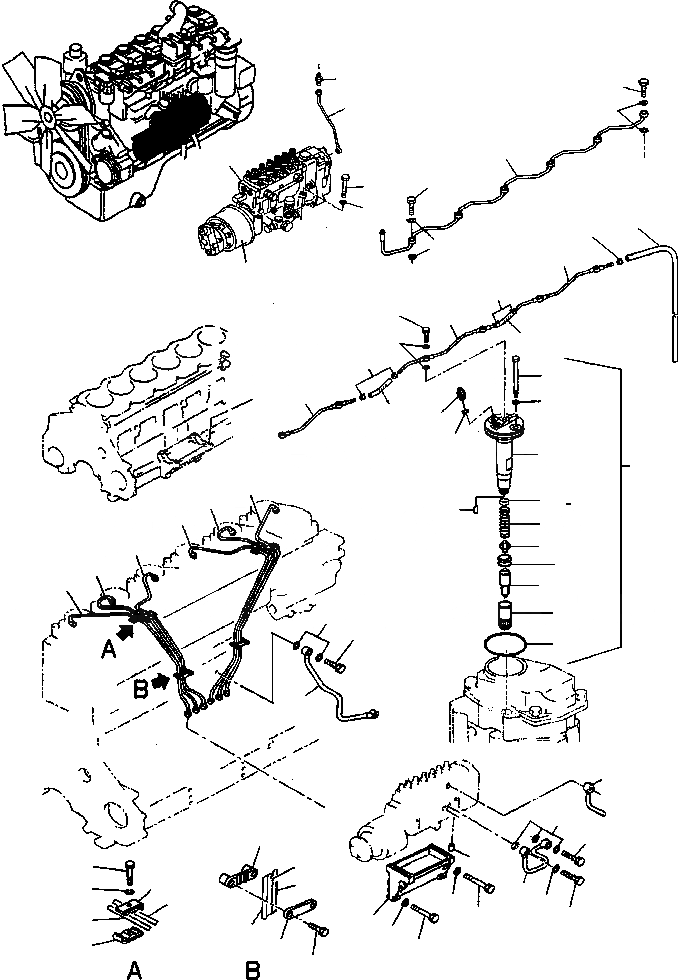 Схема запчастей Komatsu WA470-3 Active - ВПРЫСК СИСТЕМА ДВИГАТЕЛЬ, КРЕПЛЕНИЕ ДВИГАТЕЛЯ