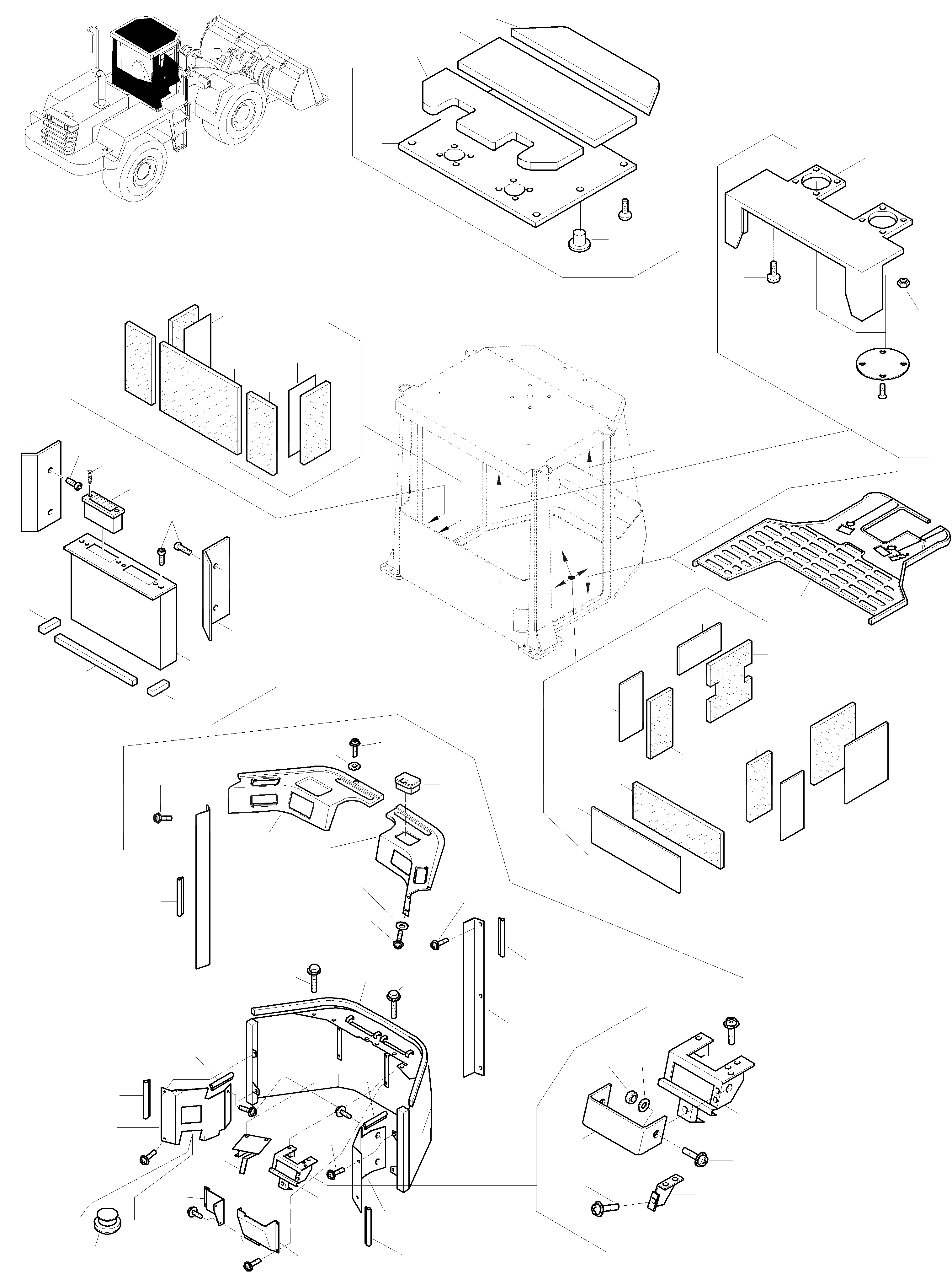 Схема запчастей Komatsu WA470-3 Active - SOUNDЗАЩИТАING OF КАБИНА ПРИВОДRS КАБИНА