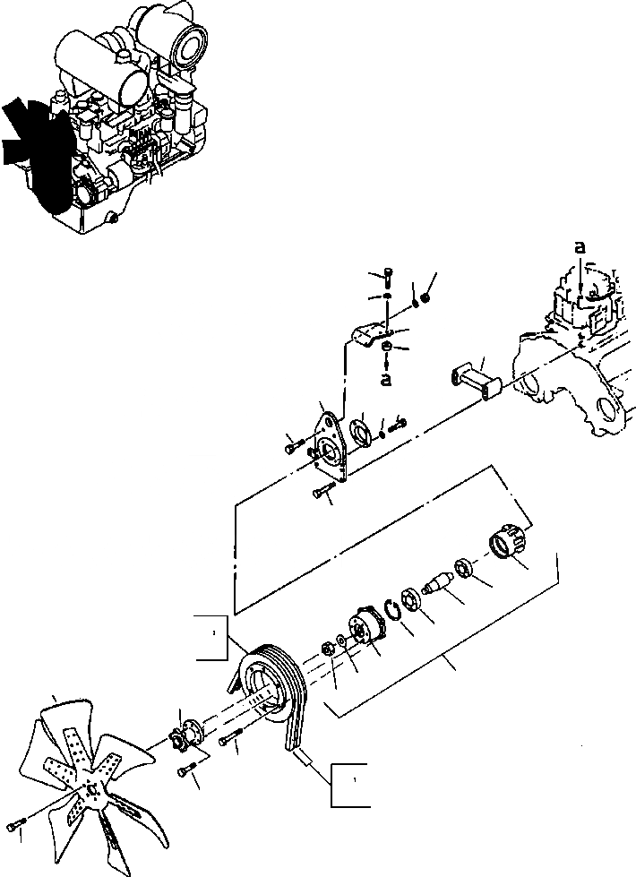 Схема запчастей Komatsu WA470-3 Active - ВЕНТИЛЯТОР ДВИГАТЕЛЬ, КРЕПЛЕНИЕ ДВИГАТЕЛЯ