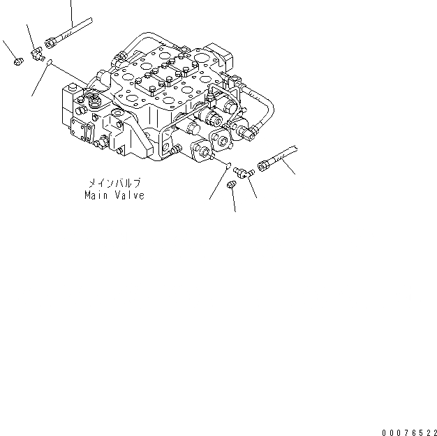 Схема запчастей Komatsu WA480-5L - ОСНОВН. КЛАПАН (ПАТРУБОК) (ДЛЯ 3-Х СЕКЦИОНН. КЛАПАН) ГИДРАВЛИКА