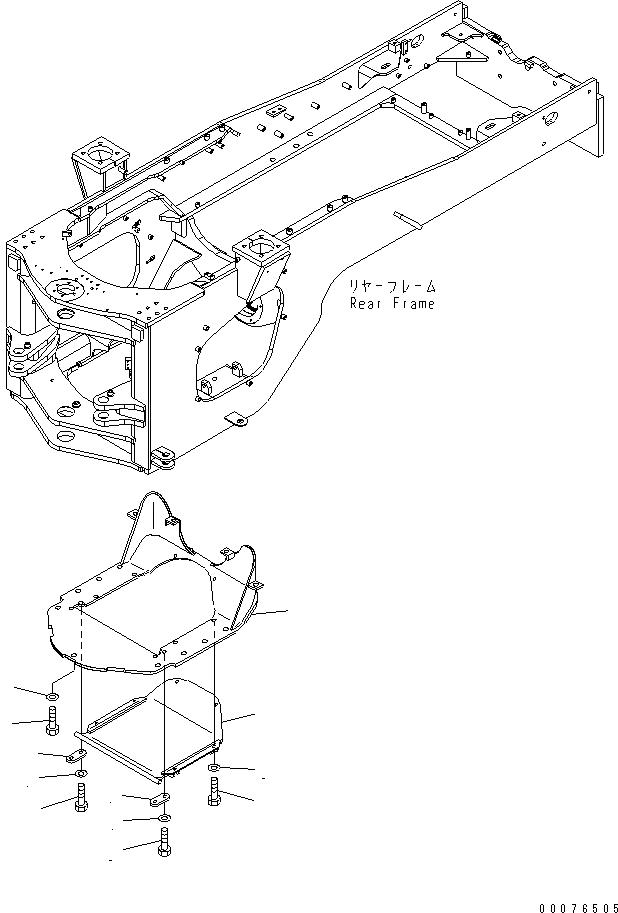 Схема запчастей Komatsu WA480-5L - ЗАДН. РАМА (НИЖН. ЗАЩИТА) (ДЛЯ WASTE РУКОЯТЬR) ОСНОВНАЯ РАМА И ЕЕ ЧАСТИ