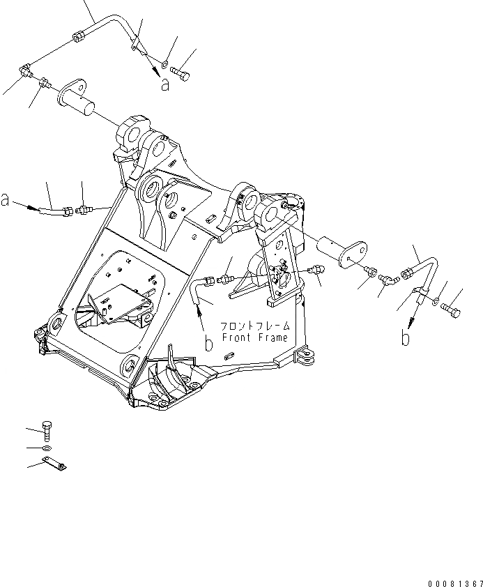 Схема запчастей Komatsu WA480-5L - УДАЛЕННАЯ СМАЗКА (СТРЕЛА ПАЛЕЦ) ОСНОВНАЯ РАМА И ЕЕ ЧАСТИ