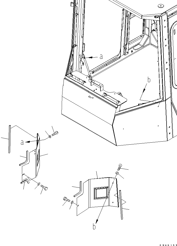 Схема запчастей Komatsu WA480-5L - КАБИНА ROPS (COVER)(№A7-A7) КАБИНА ОПЕРАТОРА И СИСТЕМА УПРАВЛЕНИЯ