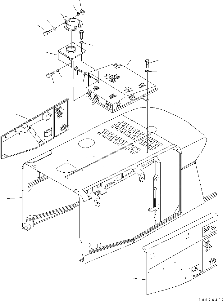 Схема запчастей Komatsu WA480-5L - КАПОТ (КАПОТ AND COVER) (ДЛЯ WASTE РУКОЯТЬR) ЧАСТИ КОРПУСА