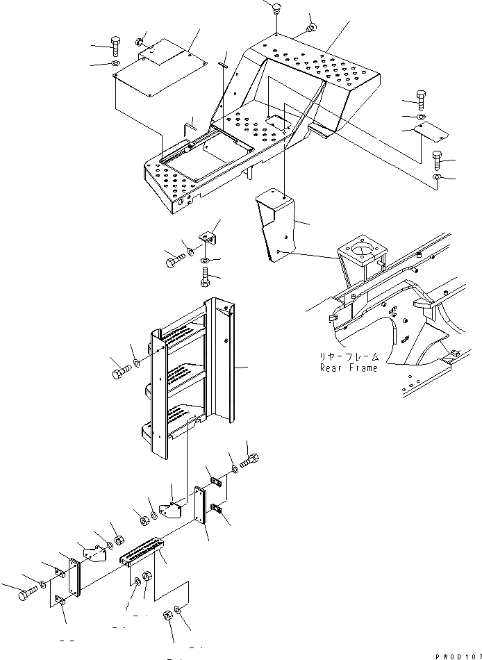 Схема запчастей Komatsu WA480-5L - ЛЕСТНИЦА (ПОЛ ПРАВ.) ЧАСТИ КОРПУСА