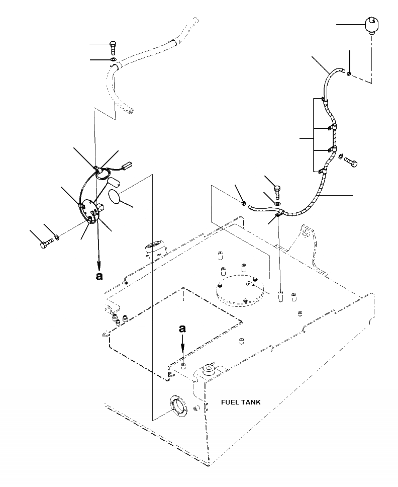 Схема запчастей Komatsu WA480-6 - D-A ТОПЛИВН. БАК. УРОВЕНЬ ДАТЧИК И САПУН ЛИНИЯ ТОПЛИВН. БАК. AND КОМПОНЕНТЫ