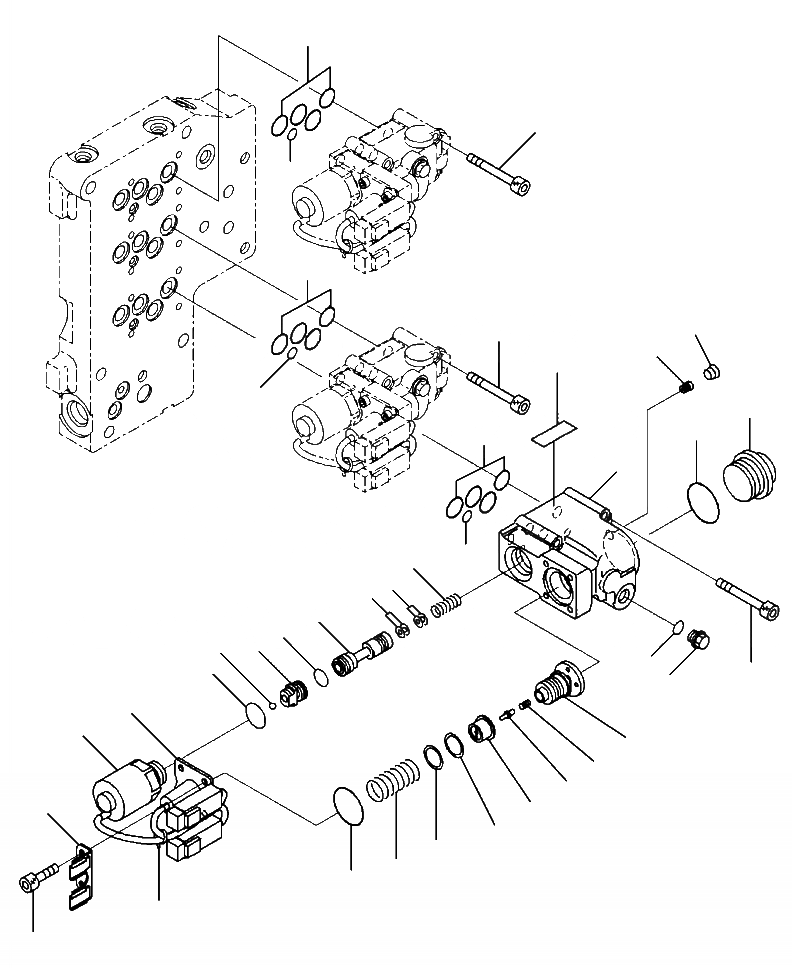 Схема запчастей Komatsu WA480-6 - F-8A ТРАНСМИССИЯ ЛЕВ. ОСНОВН. КЛАПАН (/) СИЛОВАЯ ПЕРЕДАЧА И КОНЕЧНАЯ ПЕРЕДАЧА