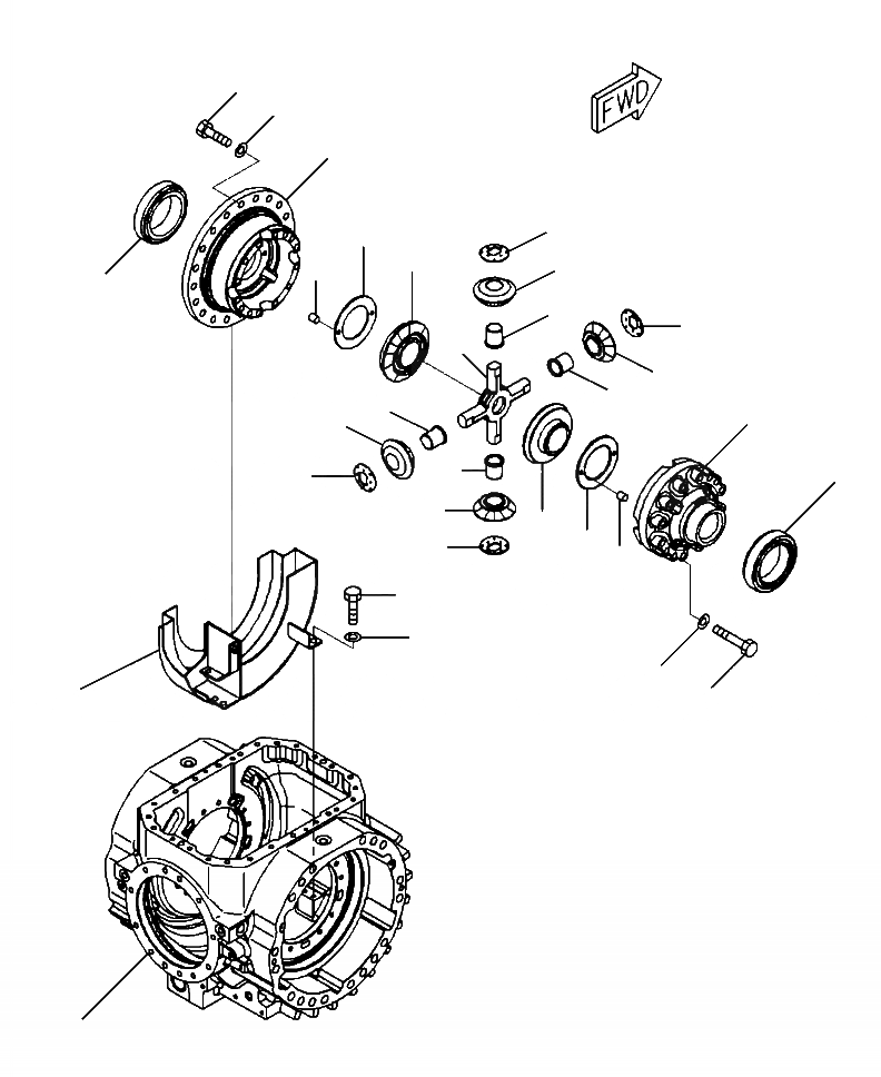 Схема запчастей Komatsu WA480-6 - F-B ПЕРЕДНИЙ МОСТ СТАНДАРТН. ДИФФЕРЕНЦ. (/) СИЛОВАЯ ПЕРЕДАЧА И КОНЕЧНАЯ ПЕРЕДАЧА