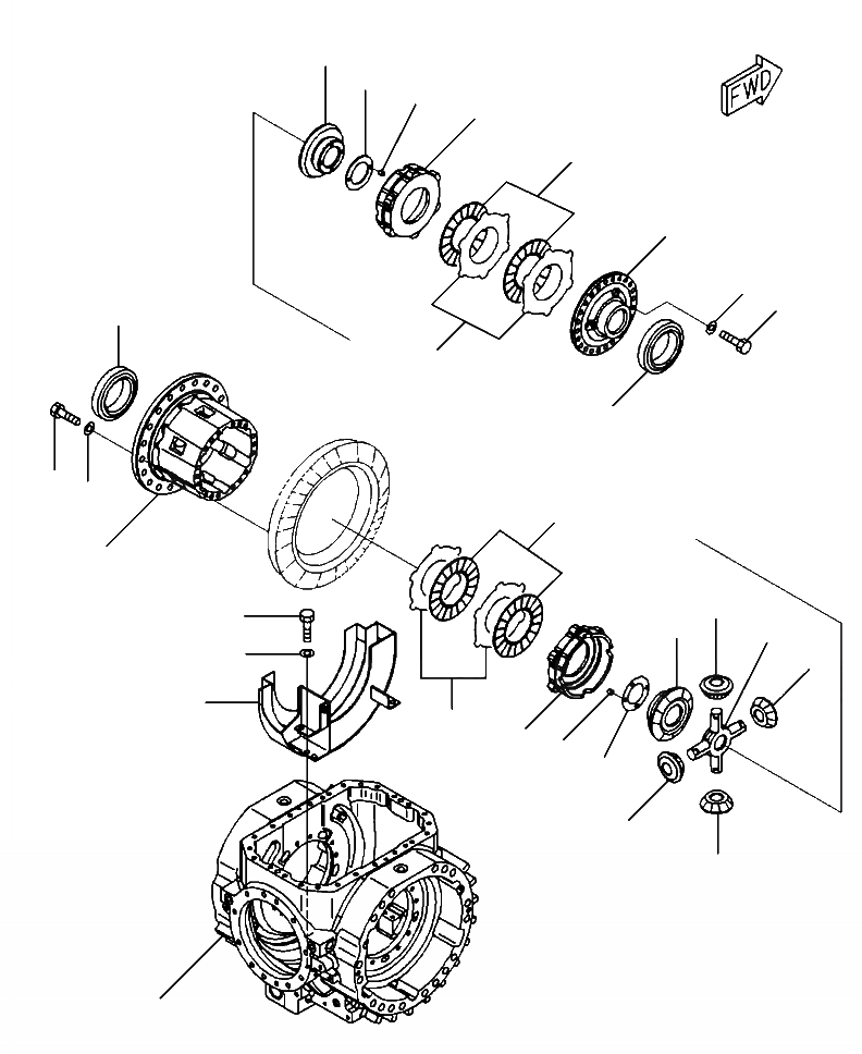 Схема запчастей Komatsu WA480-6 - F-B ПЕРЕДНИЙ МОСТ САМОБЛОКИР. ДИФФЕРЕНЦ. (/) СИЛОВАЯ ПЕРЕДАЧА И КОНЕЧНАЯ ПЕРЕДАЧА