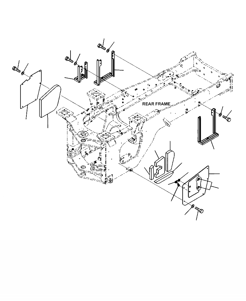Схема запчастей Komatsu WA480-6 - J9-A РАМА  ACCESS КРЫШКИ И ЗАДН. РАМА СТУПЕНИS ОСНОВНАЯ РАМА И ЕЕ ЧАСТИ