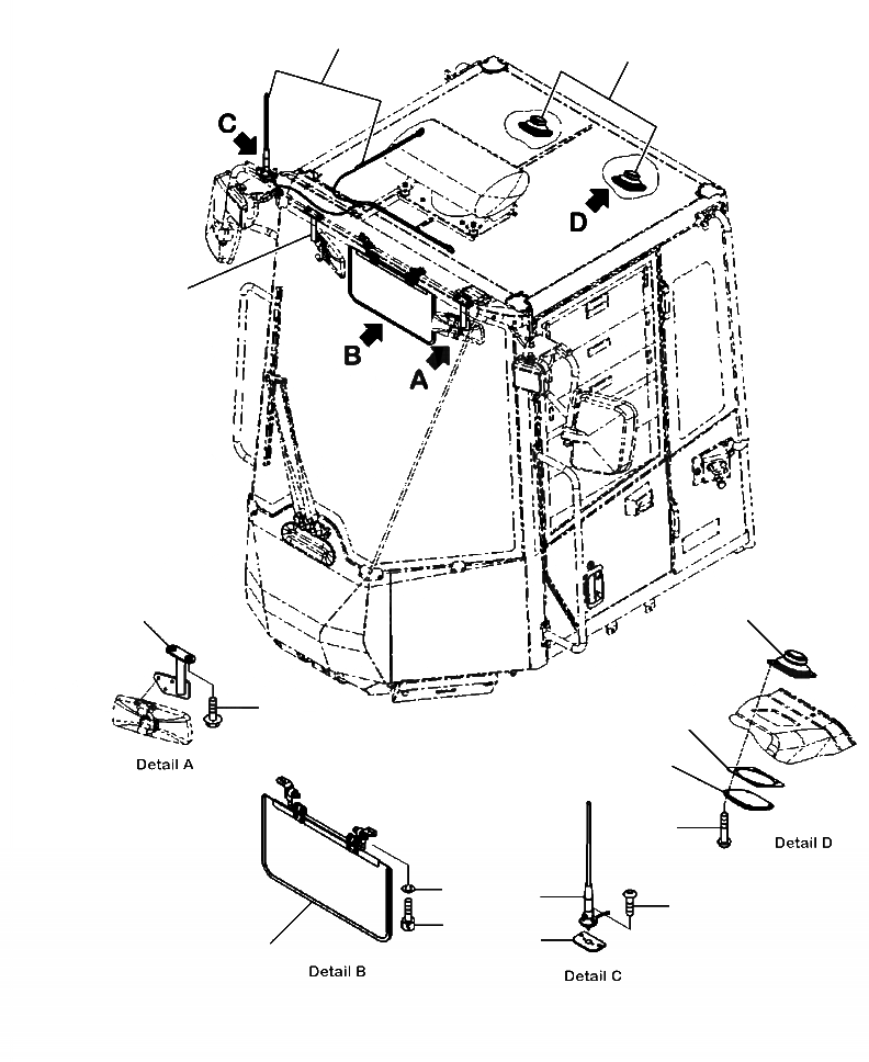 Схема запчастей Komatsu WA480-6 - K-8A КАБИНА ROPS ЗЕРКАЛАКРЕПЛЕНИЕ, КОЗЫРЕК ОТ СОЛНЦА., АНТЕННА, И ГРОМКОГОВОРИТ.S OPERATORXD S ОБСТАНОВКА И СИСТЕМА УПРАВЛЕНИЯ
