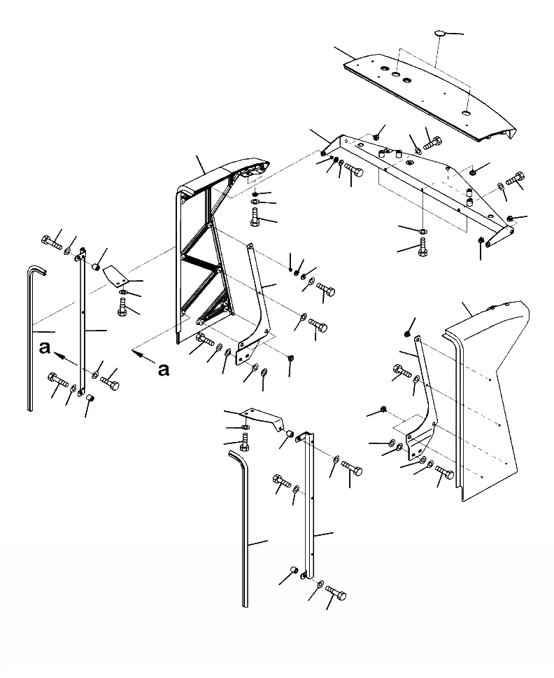 Схема запчастей Komatsu WA480-6 - M-A КАПОТ ЗАДН. РЕШЕТКА ЧАСТИ КОРПУСА