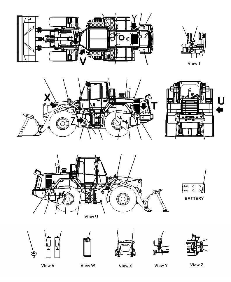 Схема запчастей Komatsu WA480-6 - U-A МАРКИРОВКА ШАССИ ТАБЛИЧКИS МАРКИРОВКА