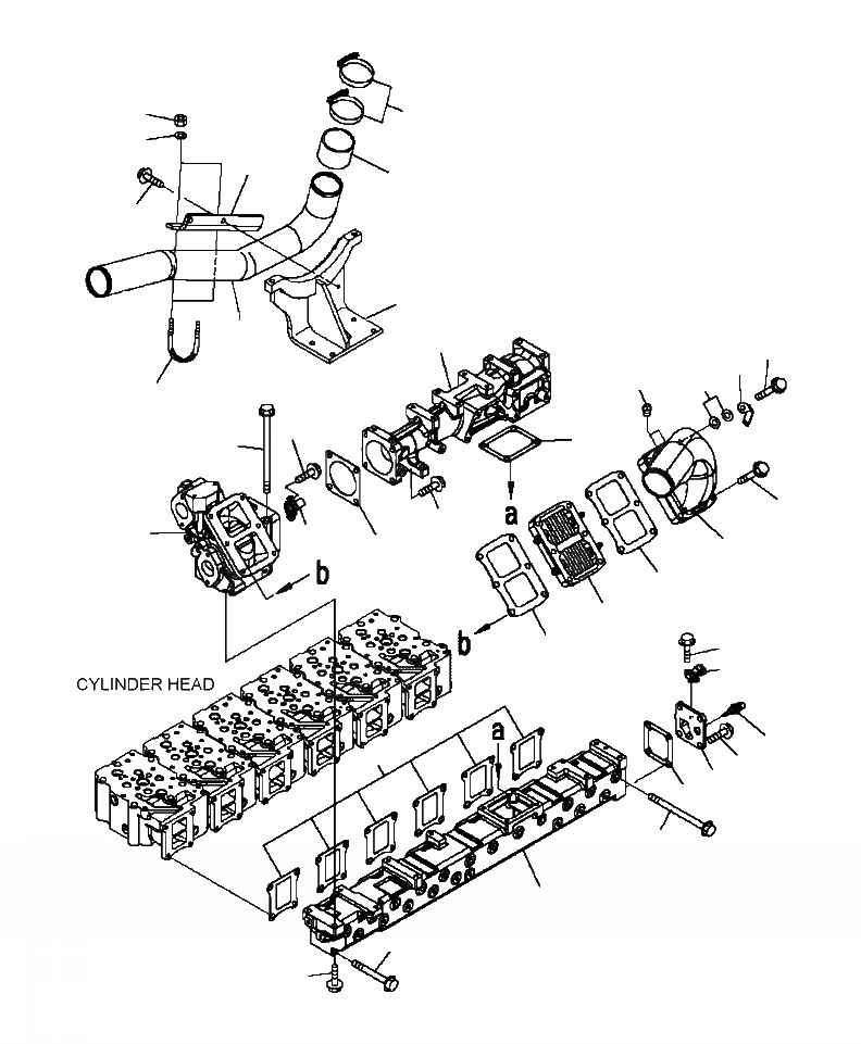 Схема запчастей Komatsu WA480-6 - A-B7A ТРУБОПРОВОД ВПУСКА ВОЗДУХА И ТРУБЫ ДВИГАТЕЛЬ