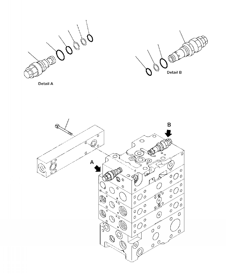 Схема запчастей Komatsu WA480-6 - H-A УПРАВЛЯЮЩ. КЛАПАН 2-Х СЕКЦИОНН. КЛАПАН (/8) ГИДРАВЛИКА