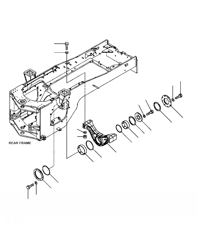 Схема запчастей Komatsu WA480-6 - J-A РАМА ЗАДН. МОСТ СУППОРТ ОСНОВНАЯ РАМА И ЕЕ ЧАСТИ