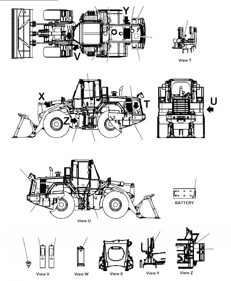 Схема запчастей Komatsu WA480-6 - U-A МАРКИРОВКА ШАССИ ТАБЛИЧКИS (ФРАНЦИЯ) МАРКИРОВКА