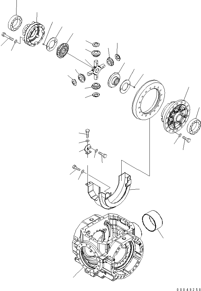 Схема запчастей Komatsu WA480-6 - ЗАДН. МОСТ (ДИФФЕРЕНЦ.) (/) СИЛОВАЯ ПЕРЕДАЧА И КОНЕЧНАЯ ПЕРЕДАЧА