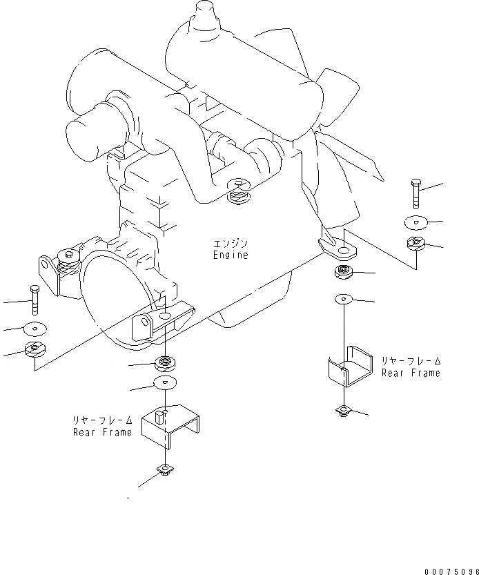 Схема запчастей Komatsu WA500-3LK - КРЕПЛЕНИЕ ДВИГАТЕЛЯ КОМПОНЕНТЫ ДВИГАТЕЛЯ
