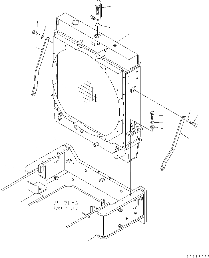 Схема запчастей Komatsu WA500-3LK - РАДИАТОР (COMPLETE ASSEMBLY И КРЕПЛЕНИЕ) СИСТЕМА ОХЛАЖДЕНИЯ