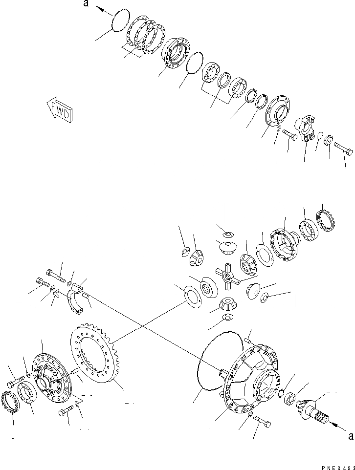 Схема запчастей Komatsu WA500-3LK - ПЕРЕДНИЙ МОСТ (ДИФФЕРЕНЦ. И ЭЛЕМЕНТЫ КРЕПЛЕНИЯ) СИЛОВАЯ ПЕРЕДАЧА И КОНЕЧНАЯ ПЕРЕДАЧА