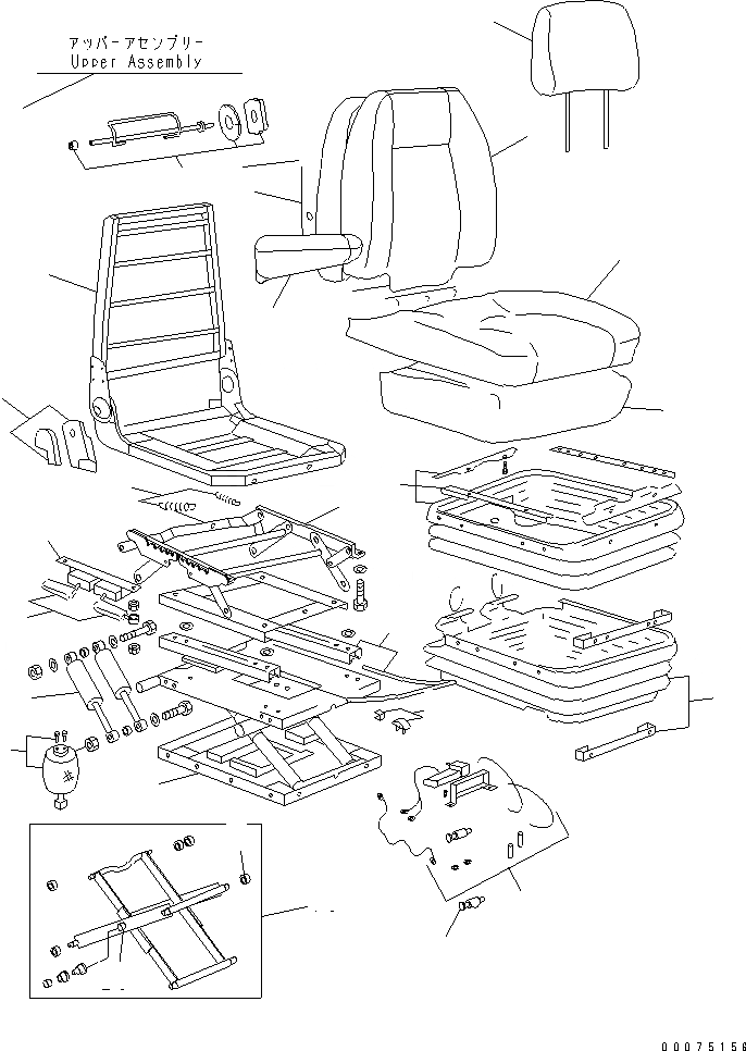 Схема запчастей Komatsu WA500-3LK - СИДЕНЬЕ ОПЕРАТОРА (УСИЛ.) (ВНУТР. ЧАСТИ) КАБИНА ОПЕРАТОРА И СИСТЕМА УПРАВЛЕНИЯ