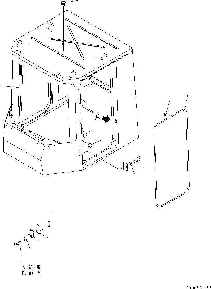 Схема запчастей Komatsu WA500-3LK - КАБИНА (КРЫШКА И ЧАСТИ ДВЕРИ)(№A7-A7999) КАБИНА ОПЕРАТОРА И СИСТЕМА УПРАВЛЕНИЯ