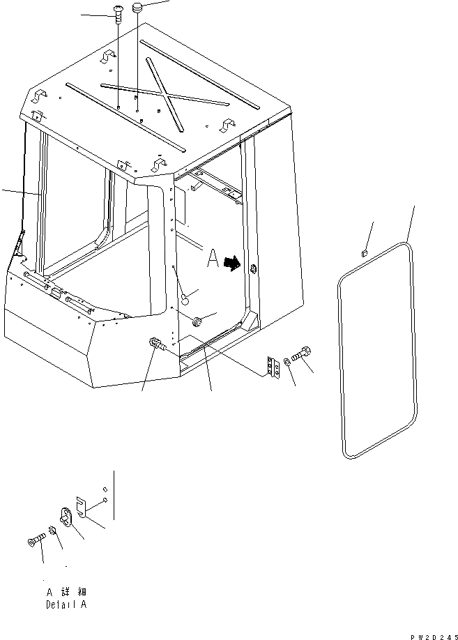Схема запчастей Komatsu WA500-3LK - КАБИНА (КРЫШКА И ЧАСТИ ДВЕРИ)(№A7-) КАБИНА ОПЕРАТОРА И СИСТЕМА УПРАВЛЕНИЯ